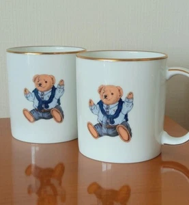 Ralph Lauren Polo Bear Taza Juego de 2 Porcelana Mesa Colección COMO NUEVO - Imagen 1 de 3
