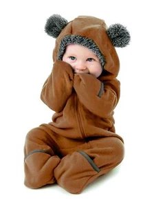 Fleece Baby Bunting Bodysuit – Infant One Piece Kids Hooded Romper Outerwear ... - Picture 1 of 7