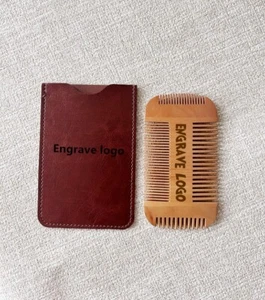 Pettine in legno naturale personalizzato quattro lati cura barba denti pettine capelli regali - Foto 1 di 9