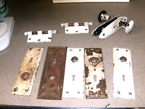 Antique / Vintage Door Salvaged Hardware Knobs, Back Plates, hinges