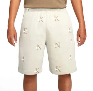 Nike Men's NSW Printed Fleece Shorts All Over Print Light Bone Size M Sweat Tech - Picture 1 of 9