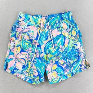 Lilly Pulitzer Capri Trunk Shorts Men's S Blue Floral Swim Beach Blue Pink - Picture 1 of 7