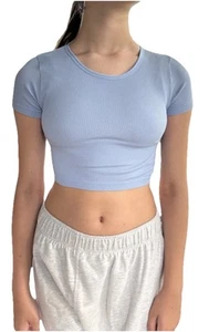 Girls Crop Top Short Sleeve Blue L (10/12) Art Class - Picture 1 of 3