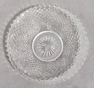 Vtg Heisey Glass Diamond Point Criss Cross Clear Cut Crystal Snack Dish 3.25 EUC - Picture 1 of 2