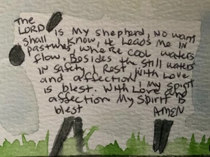 ACEO Aquarell Kunst von PJ, Kunstkarte 2,5 x 3,5: Der Herr ist mein Hirte - Bild 1 von 2