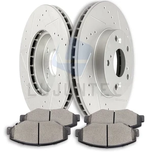 Front Ceramic Pads Rotors Brake Discs For 2002 2003 2004 Honda CR-V LX Drilled - Foto 1 di 14