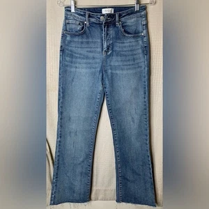 Avara Womens High Rise Jeans Size 28 Raw Hem Stretch Staple Normcore Whiskering - Picture 1 of 9