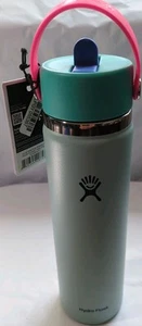 Hydro Flask Wide Flex Straw Cap Dew 24 Oz Water Drink Bottle Sports Cold Hotb - Picture 1 of 7