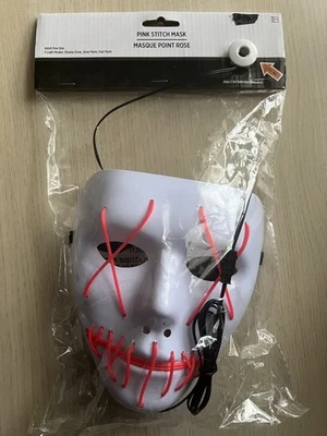 Máscara Pink Stitch Iluminar NUEVA The Purge Adulto Talla Única 3 Modos de Luz Foto 1 de 4