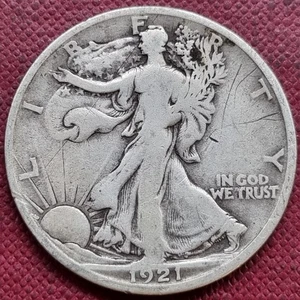 1921 D Walking Liberty Half Dollar 50c Better Grade DENVER KEY DATE RARE #93151 - Picture 1 of 2