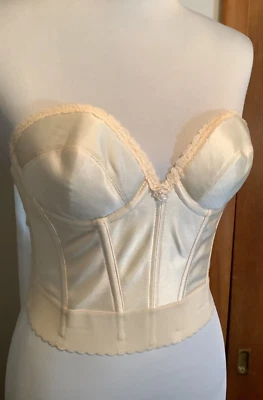 Antiga Lingerie Adonna Sexy Completa Sem Alças Sem Costas Marfim Bustier Leve Desossada 36 A - Imagem 1 de 4