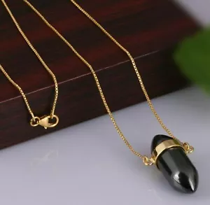 Bullet Shape Hematite Pendant 925 Sterling Silver Necklace Healing Jewelry - Picture 1 of 7