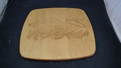 LONGABERGER Woodcrafts Large Basket Wood Lid Warm Brown 16"x15" USA French Horn - Image 1 of 4