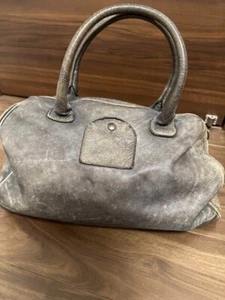 Giorgio Brat Handbag Leather Vintage Finish Gray Unisex Authentic w/ Dust Bag - Picture 1 of 10