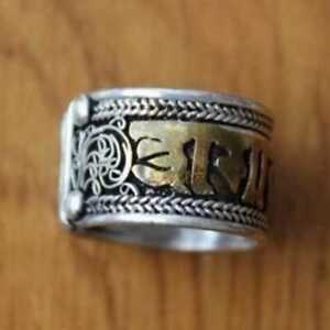 Handmade Tibetan Silver Brass Open Rings Buddha Six Words Jewelry Christmas