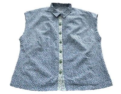 Womens Vintage Blouse 80s Floral / Spot Print Sleeveless Retro Boho 16 - Image 1 of 2