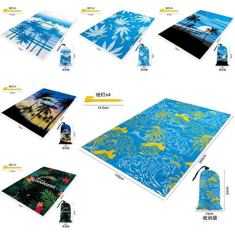 Los Angeles Chargers Beach Blanket Sandproof Waterproof Mat Pocket Outdoor Gifts Cover