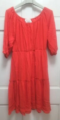 Vestido Janette Plus Estilo Boho Mangas 3/4 Volantes en Niveles - Rojo/Naranja - 1X Foto 1 de 4