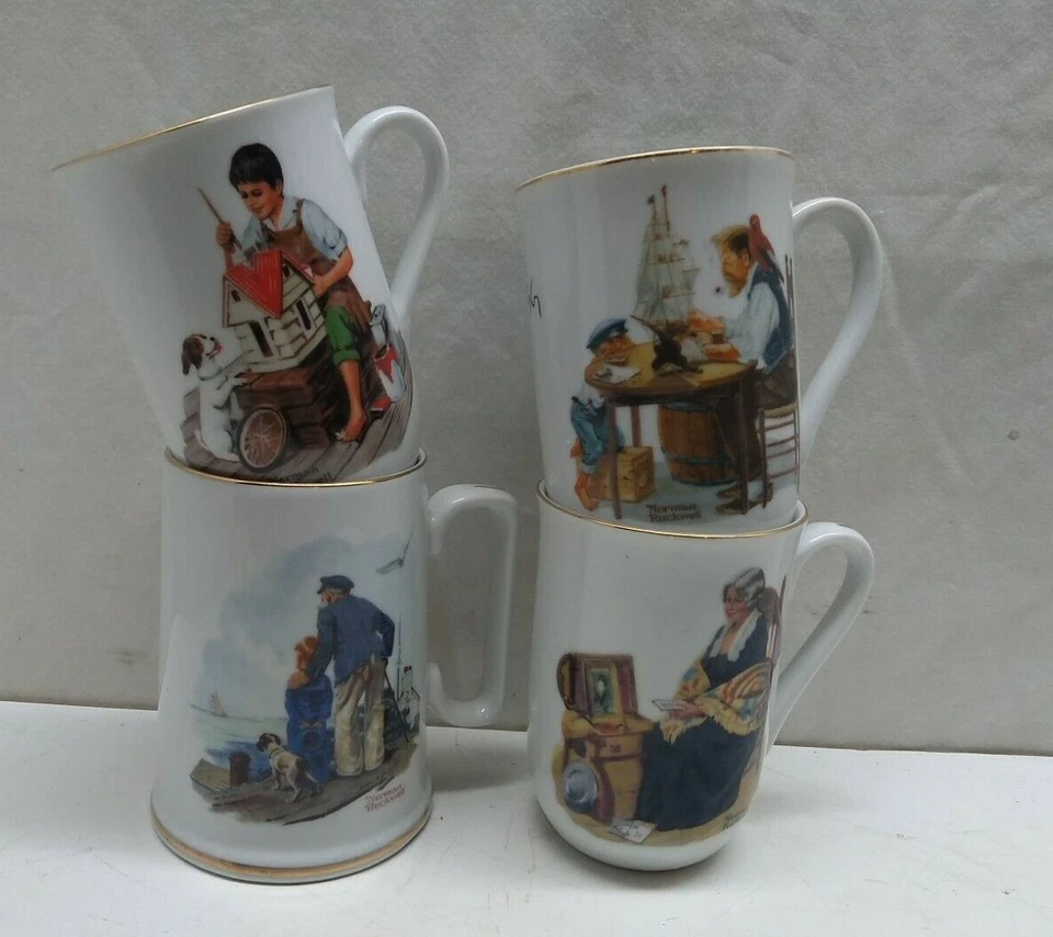 Norman Rockwell 4 Coffee Mug Soup Beer Mug Tea Milk Glass Cup with Caption White - Image 1 of 4