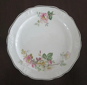 Taylor Smith Taylor China Bread Plate(s) Wild Briar Rose Embossed Platinum - Picture 1 of 2