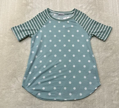 White Birch Womens Size S Polkadot Oversized Tunic Shir Short Sleeve Round Neck  - Image 1 of 4