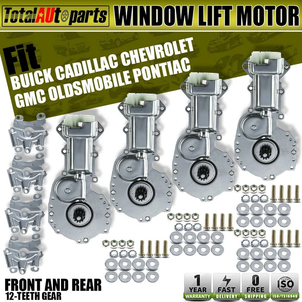 Motor de ventana delantera + trasera 4 piezas con 12 dientes para Chevrolet GMC Pontiac Oldsmobile Foto 1 de 4