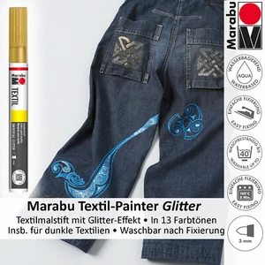 Marabu Textil Painter Glitter, Glitzer Stoffmalstift, waschbar bis 40 Grad - Bild 1 von 14