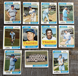 1974 TOPPS BASEBALL-11 ROYALS CARDS-ROJAS, BIRD, KIEKPATRICK, MINGORI, BEVACQUA