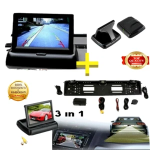 KIT COMPLETO PARCHEGGIO AUTO MONITOR DA 4,3+PORTATARGA CON RETROCAMERA E SENSORI - Foto 1 di 10