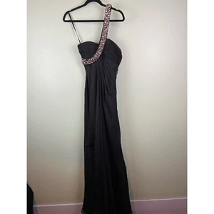 JOVANI Gr. 4 schwarz Perlen Träger eine Schulter gerafft Top festliches Kleid Kleid - Bild 1 von 9