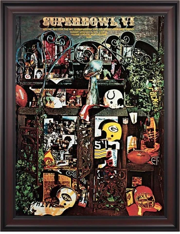 1972 Cowboys vs Dolphins 36x48 Framed Canvas Super Bowl VI Program Cover