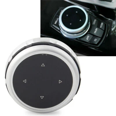 Media Knob Controller Wheel Cover For BMW X1 X3 X5 X6 IDRIVE Black Silver - Image 1 of 4
