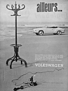 PUBLICITÉ DE PRESSE 1961 VOLKSWAGEN CABRIOLET OU COUPÉ SUR LA PLAGE - Imagen 1 de 1