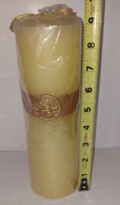 9 inch tall yellow Pillar Candle , LIFE ACCENTS MELANGE, still in wrapping - Picture 1 of 3