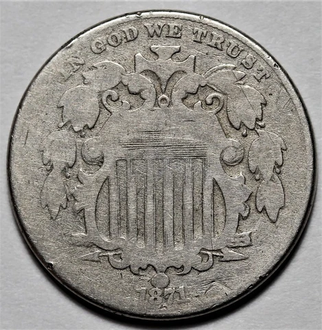 1871 Shield Nickel - US Key Date 5c Coin - L37 Cover
