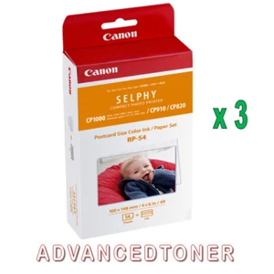 Genuine Canon RP-54 Ink and Paper packs x 3 for Canon Selphy Printers - Picture 1 of 1
