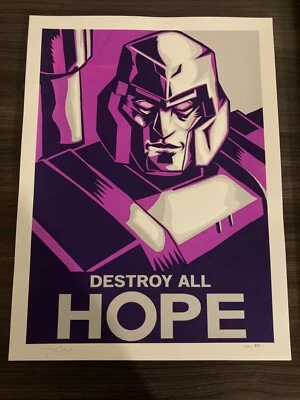 Transformers Megatron Poster Limited Edition Destroy All Hope Tim Doyle AP Print - Image 1 of 4