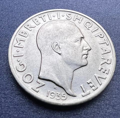 ALBANIA ZOG I 2 FRANGA ARI 1937 CURRENCY MONETA ARGENTO COINS Cover