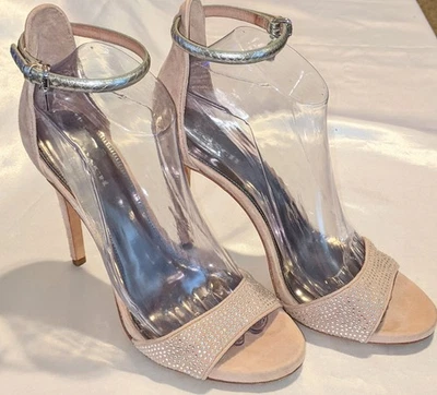 COACH Womens Josephina Rhinestone Encrusted Ankle Strap Stiletto Nude Sandals 8B - Image 1 of 4