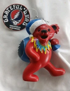 Grateful Dead Dancing Bear Santa Christmas Ornament Licensed Dead 3.5" x 2.5" - Picture 1 of 6
