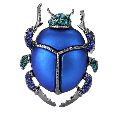 复古甲虫甲虫胸针蓝色水钻虫昆虫夏季珠宝礼品 — 第 1/4 张图片