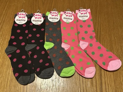 Mamia Womens Fashion Socks Lot Of 5 Pairs Crew Socks Sz 9-11 Polka Dots New - Image 1 of 4