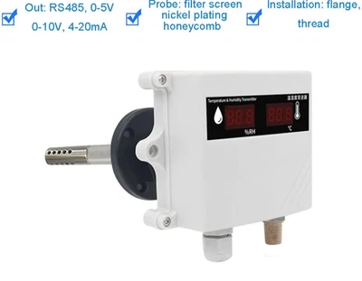 Temperature Humidity Transmitter RS485 Modbus RTU Sensor 0-10V 4-20mA Probe - Image 1 of 4