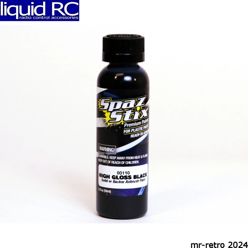 Spaz Stix 00110 High Gloss Black/Backer Airbrush Ready Paint 2oz Bottle - Image 1 of 1