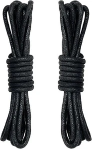 2Pairs Dress Shoe Laces for Men,Round Waxed Cotton 23.6in, Black - Picture 1 of 7