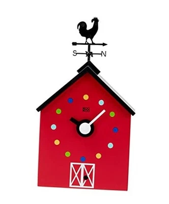  Red Barn Farmhouse Clock with 12 Animal Sounds, a Rooster and a Rotating Small - Image 1 of 4
