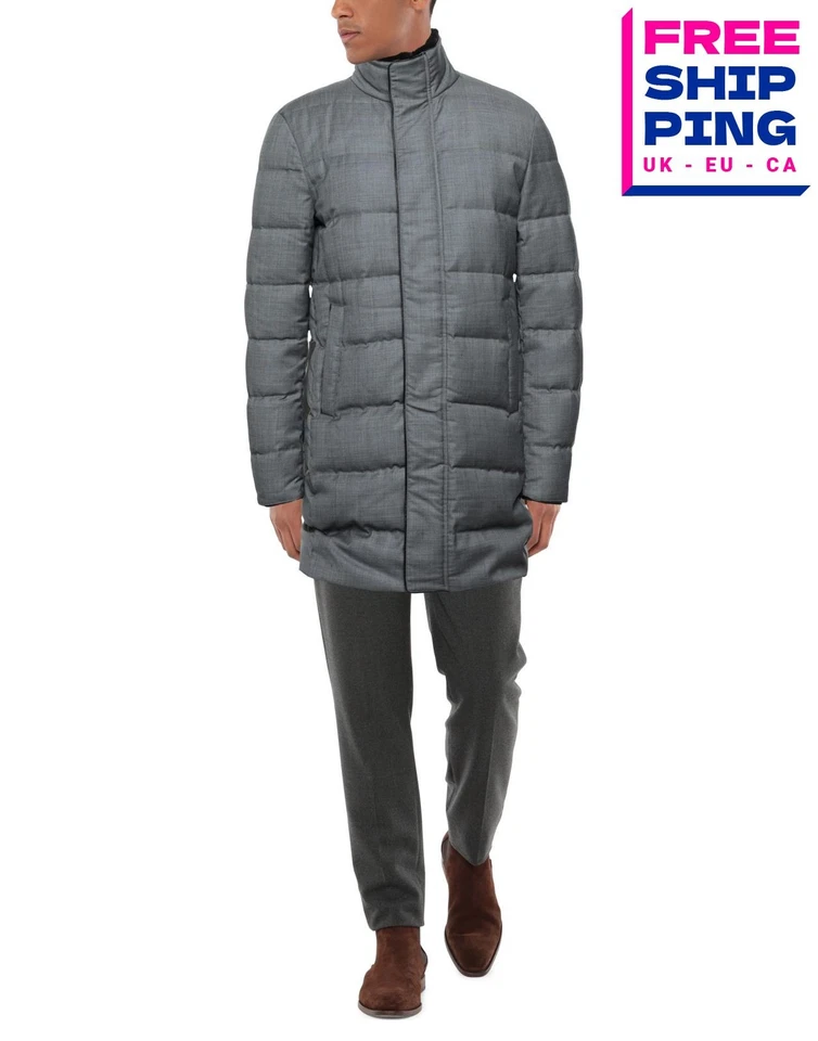 RRP€975 MONTECORE WIND Down Wool Coat IT54 US44 2XL Grey Removable Collar - Image 1 of 4