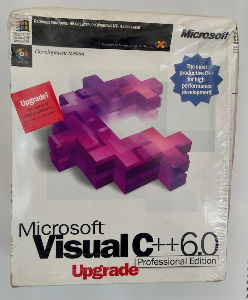 Microsoft Visual C++ 6.0 Professional Edition Upgrade Sealed Lightlighty Crushed - Bild 1 von 4