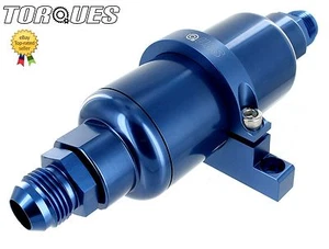 AN -10 (AN10 JIC-10) Blue Billet Fuel Filter 10 Micron And Billet Cradle 5.5"x2" - Picture 1 of 2