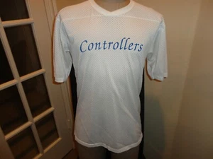 Vintage 80er weiß Buchhaltungskontrolleure Nylon V-Ausschnitt Jersey Shirt passt Erwachsenen M USA - Bild 1 von 7